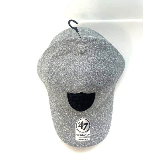Las Vegas Raiders Womens 47 Clean Up Adjustable Silver Hat NWT Black Logo - Picture 2 of 11